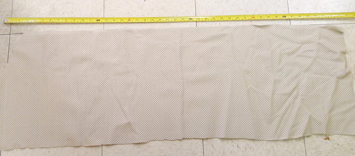 LARGE Perforated Cowhide Genuine Leather Piece 3P1 - Light Mushroom - leather scraps; eco friendly; scrapbooking; crafting; leather working
