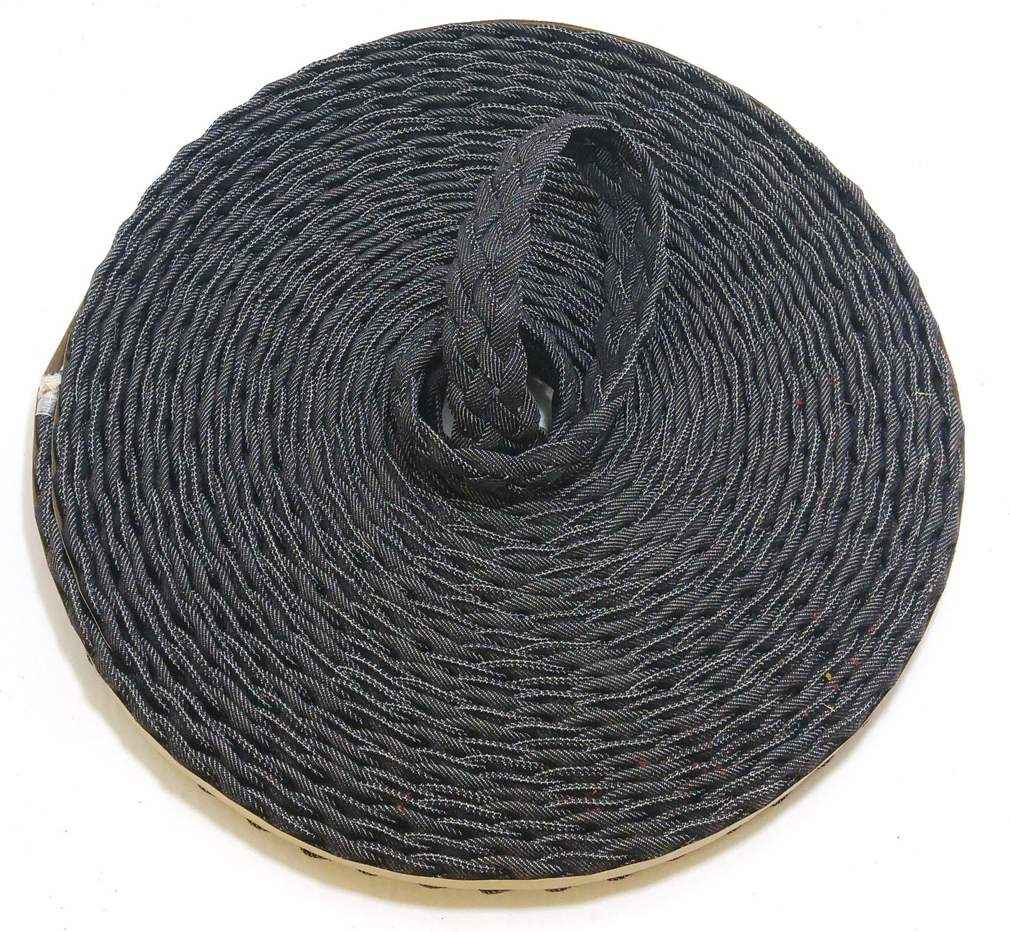 5-Strand Dark Blue (Almost Black) Navy Denim Braid, Folded and Stitched (1 yard) 2643XTDEN5