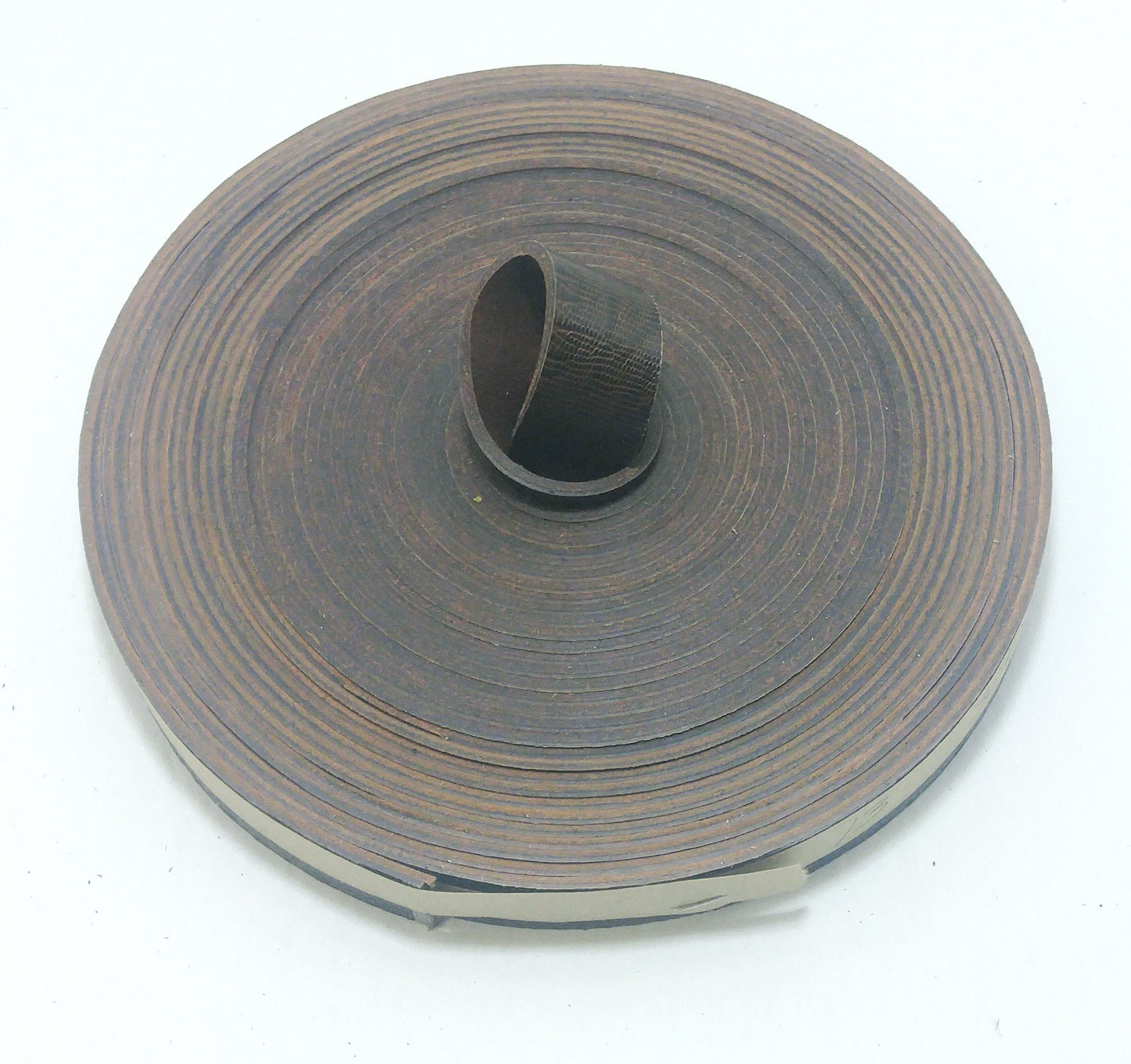 1" Back to Back Cowhide Leather Stripping in Brown Snake Print (1 YD) 3696XCD- straps, leather shelving; harnesses