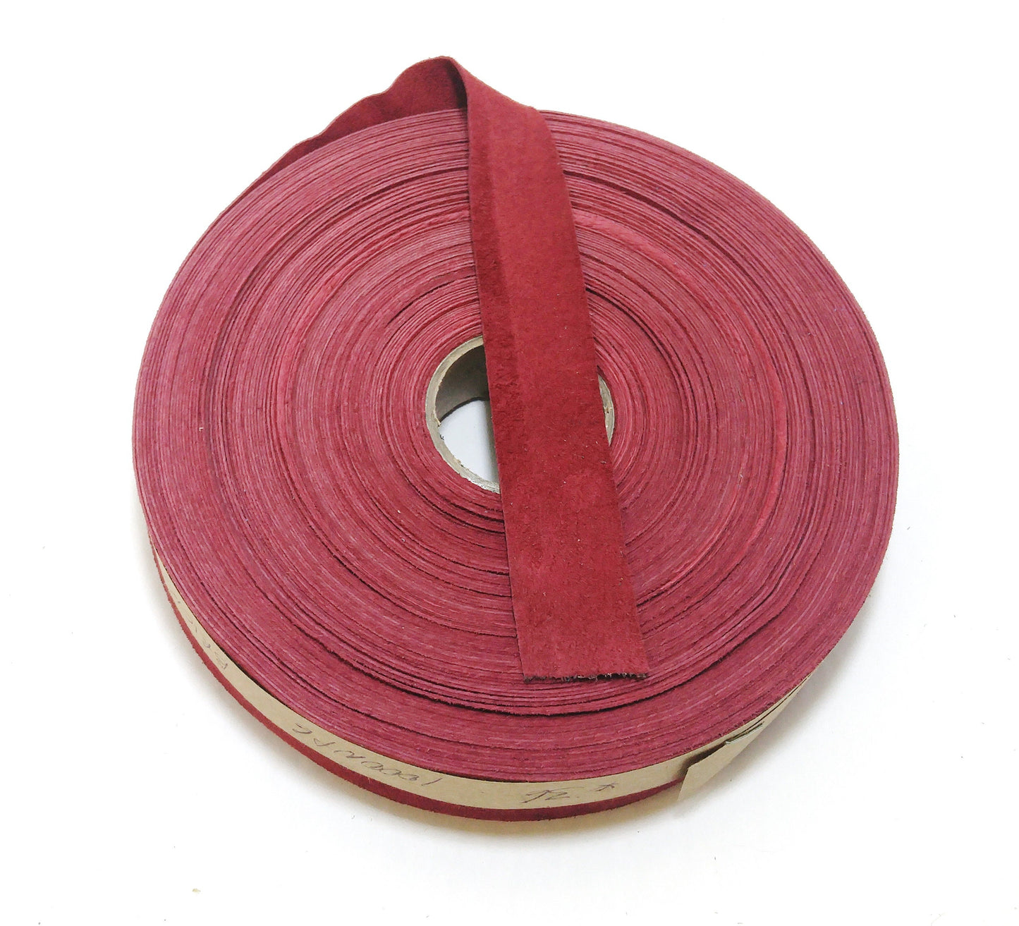 1" Flat, Pig Suede Stripping, in Brick Red (5 YDS) 1000NP6 trim tape; edge binding; leather tape red, maroon, rust