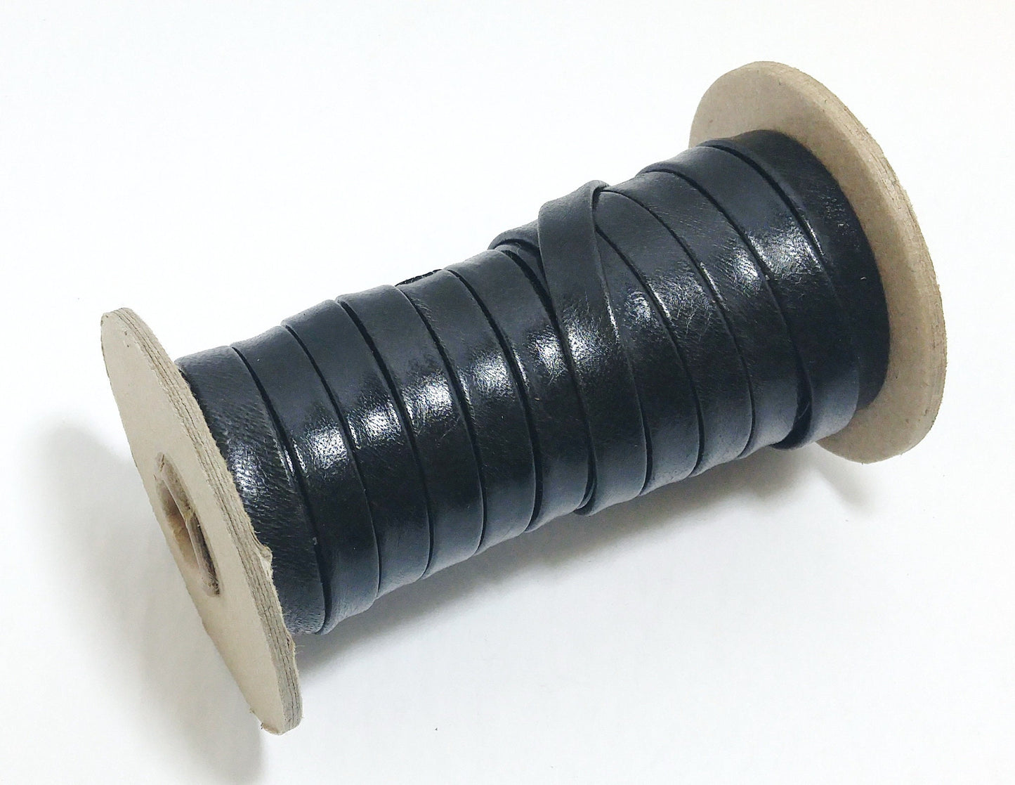 3/8" wide Leather Strip in Dark Brown (Almost Black) Cowhide Leather (3 yds) 3701XDB black,brown Double-folded Reinforced