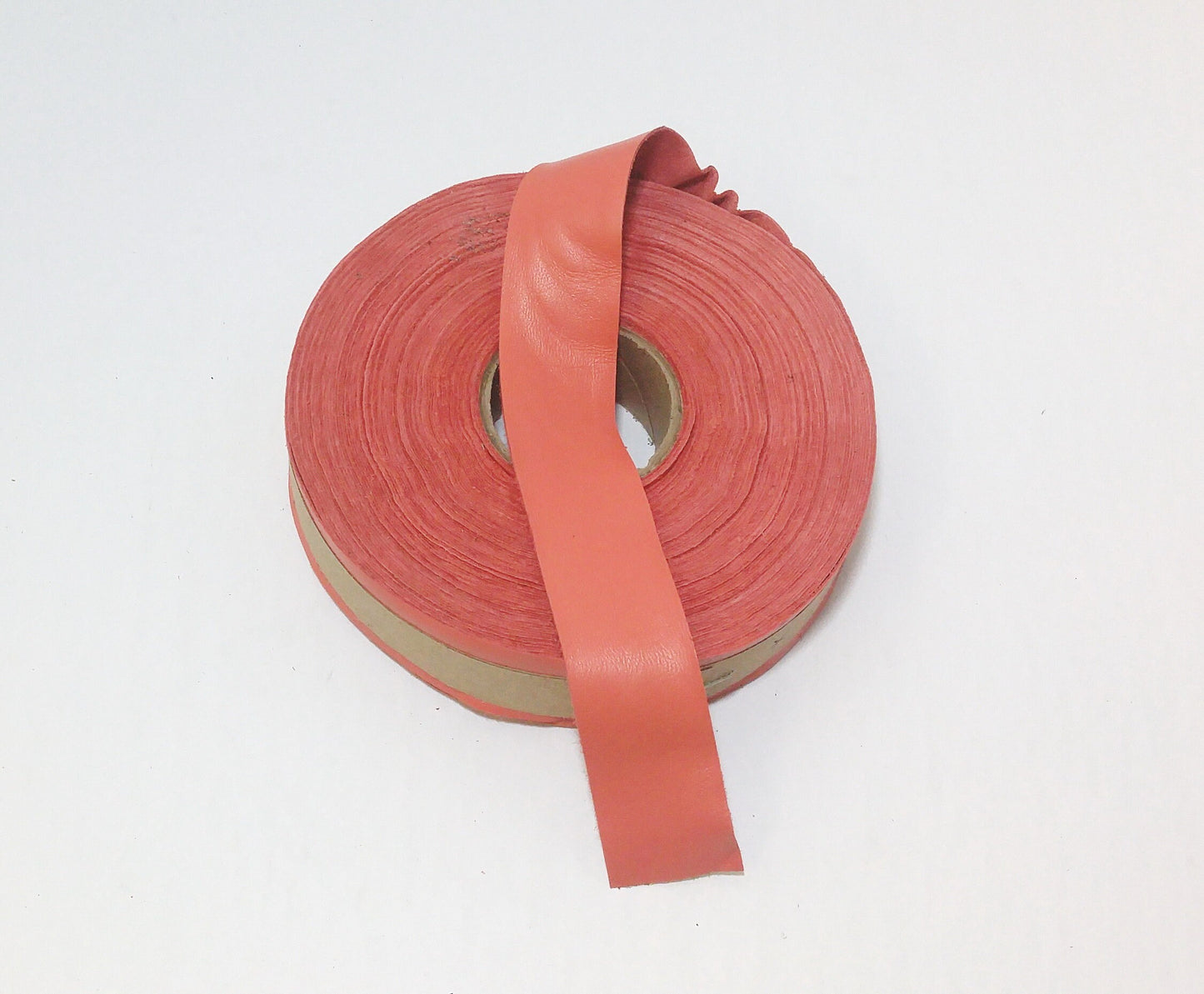 1" Flat, Lamb Leather Binding in Coral Lambskin (3 YDS) 1000NLA - trim, edge binding, leather tape - Salmon Pink
