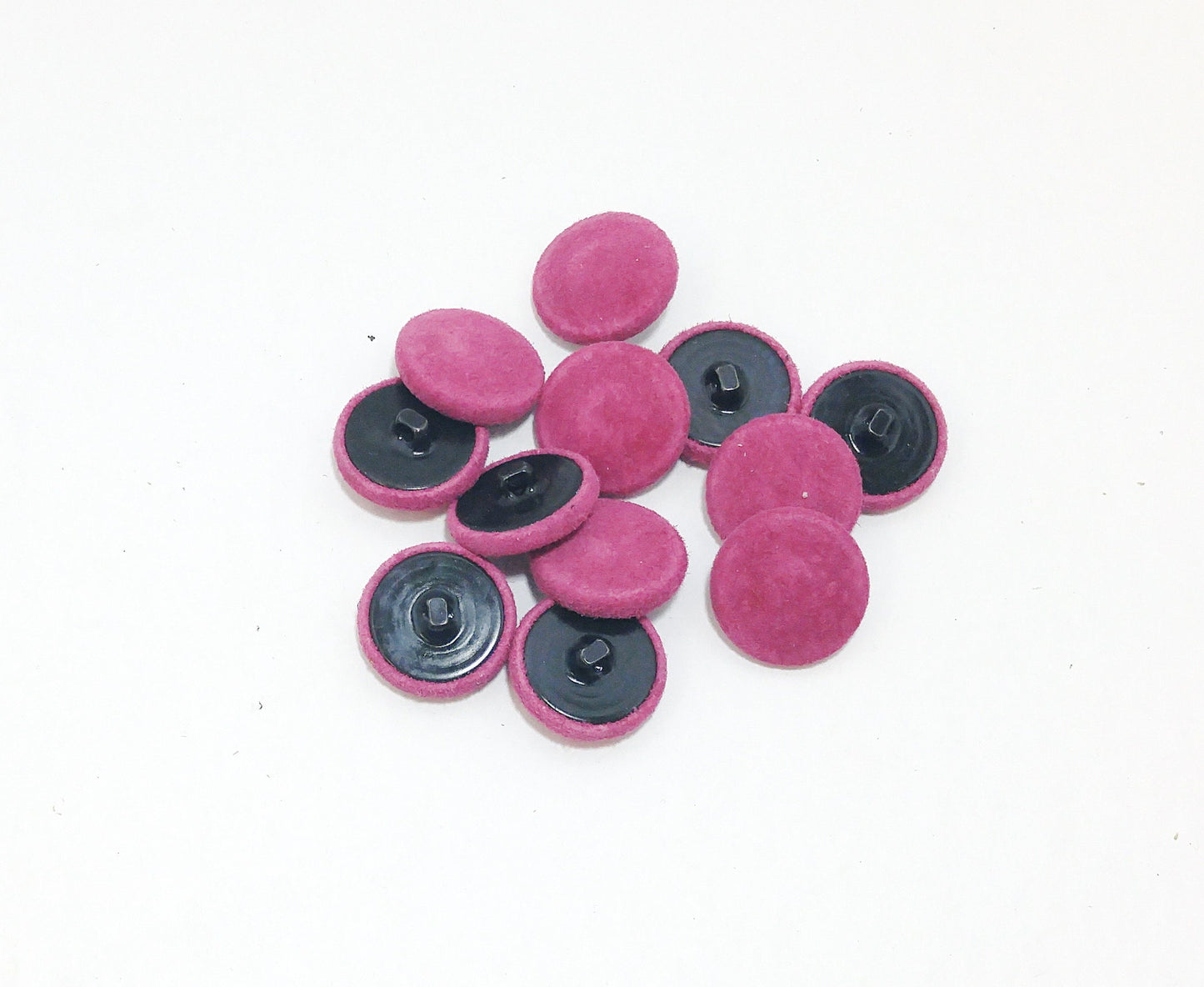 36 Line, Cowhide Leather Covered Buttons in Fucshia Suede (12 PC.) 7/8" 22mm pink magenta