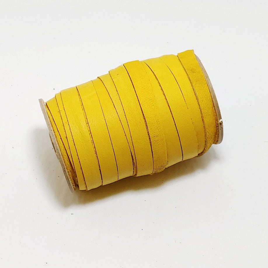 1/2" or 1" Flat Wapiti (Elk) Leather Edge Binding in Gold Tan (3 yds) 0500NHH 1000NHH OOAK yellow supple soft buttery leather tape