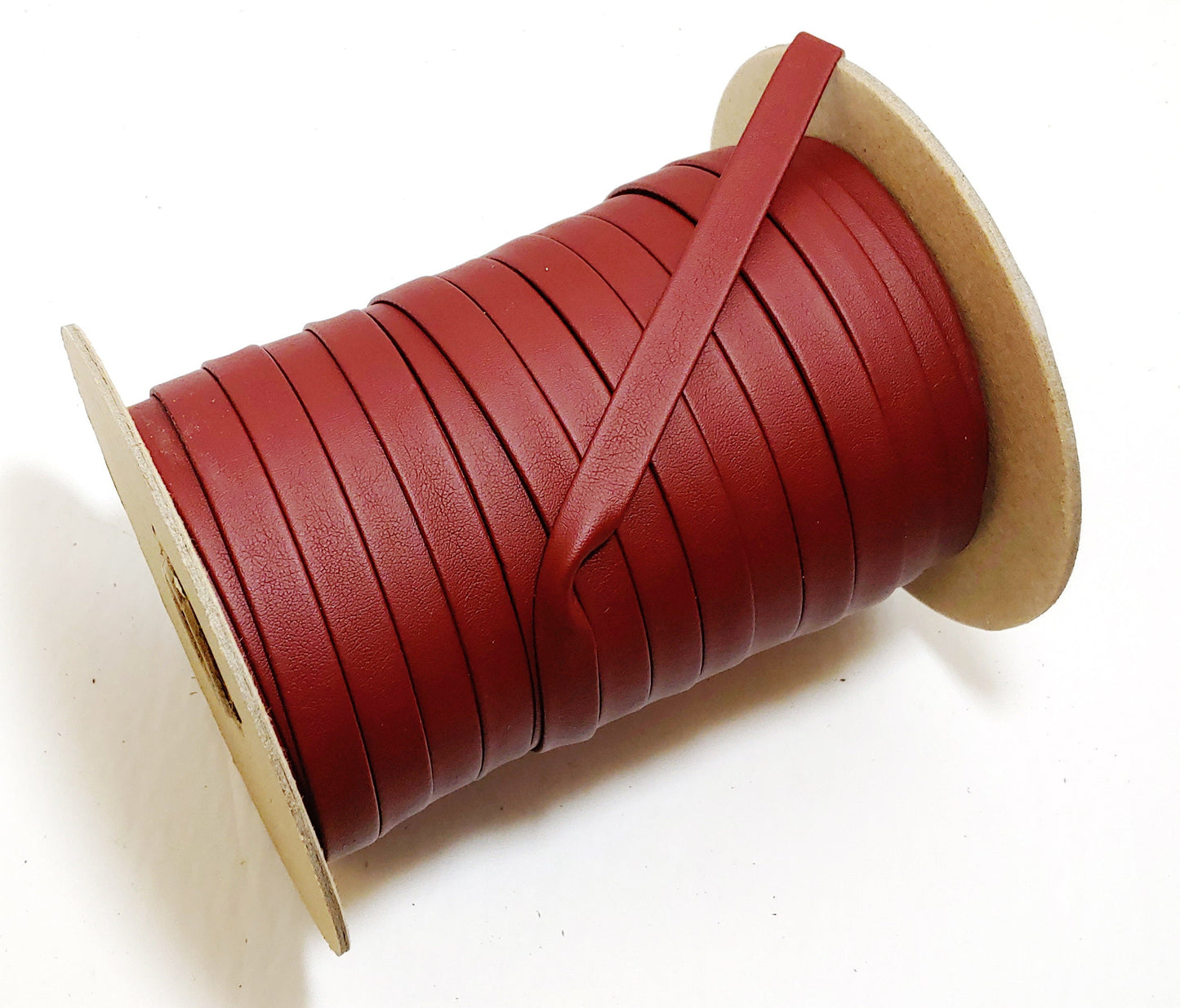 1/2" Burgundy Polyurethane Faux Leather Strip (5 YDS) Vegan; Lamb Touch softness and finish; soft and supple; wrist bands 0500BULT