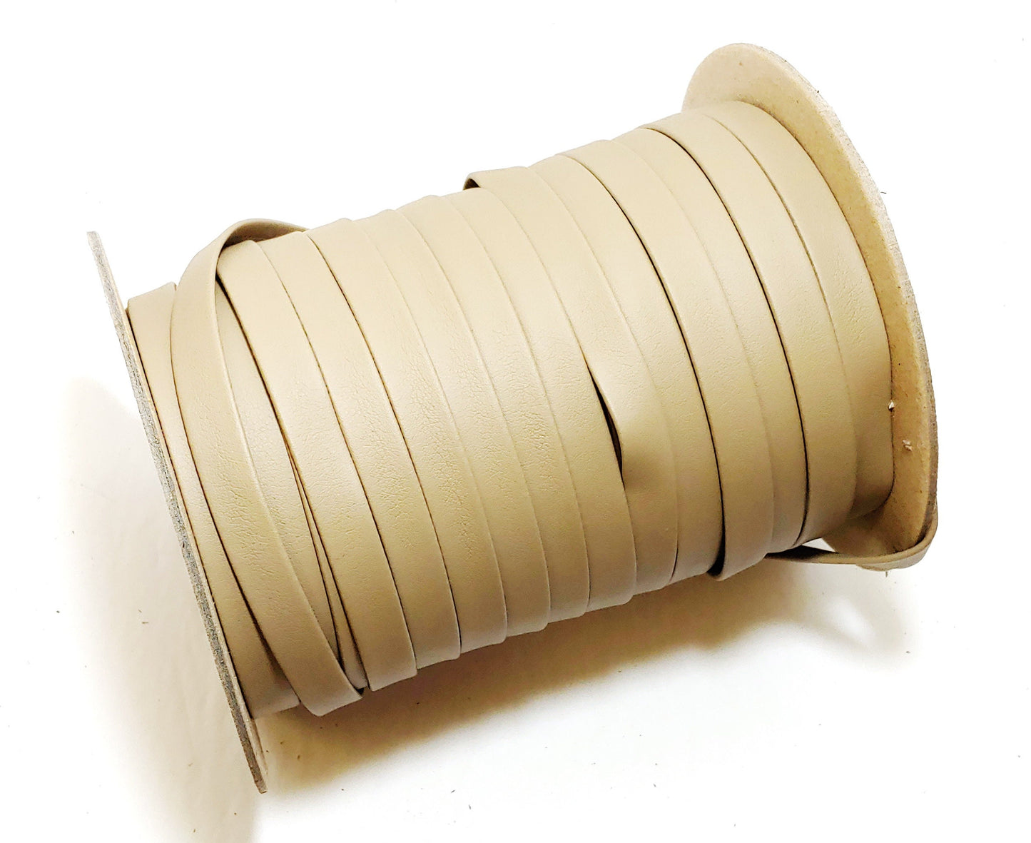 1" Taupe (Beige) Polyurethane Faux Leather Strip (3 YDS) Vegan; Lamb Touch softness and finish; soft and supple; 1000BULT