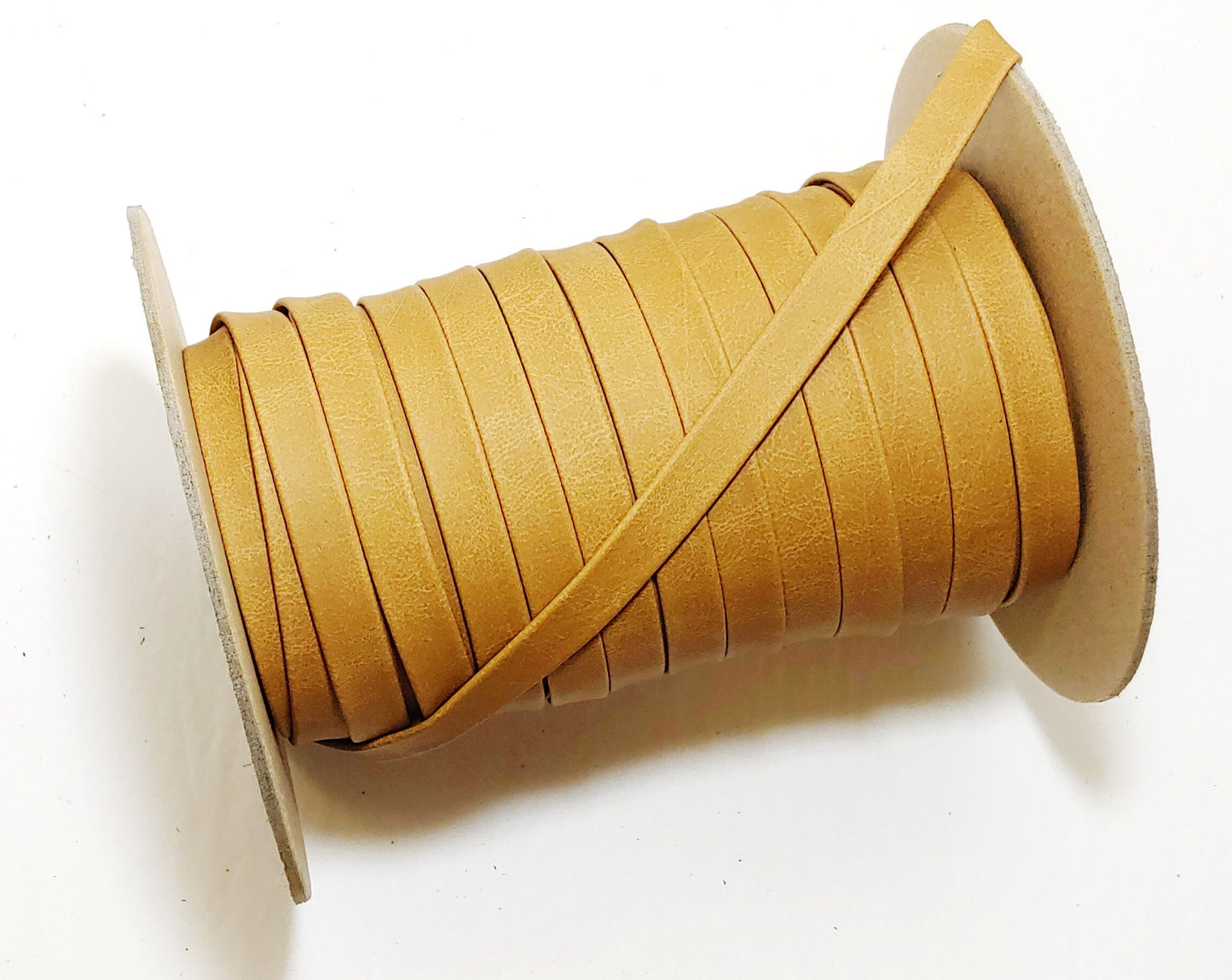 1/2" Tan Polyurethane Faux Leather Strip (5 YDS) Vegan; Perfect for wrist bands, straps 0500BUNW