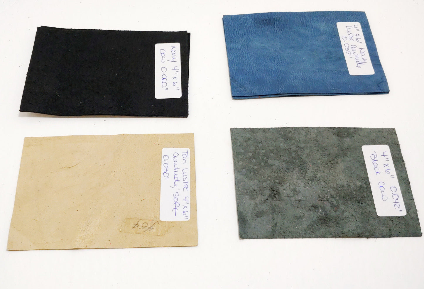 Leather Die Cut Rectangles 4" x 6" in Genuine Cowhide Leather - red; blue; black; tan; pearl