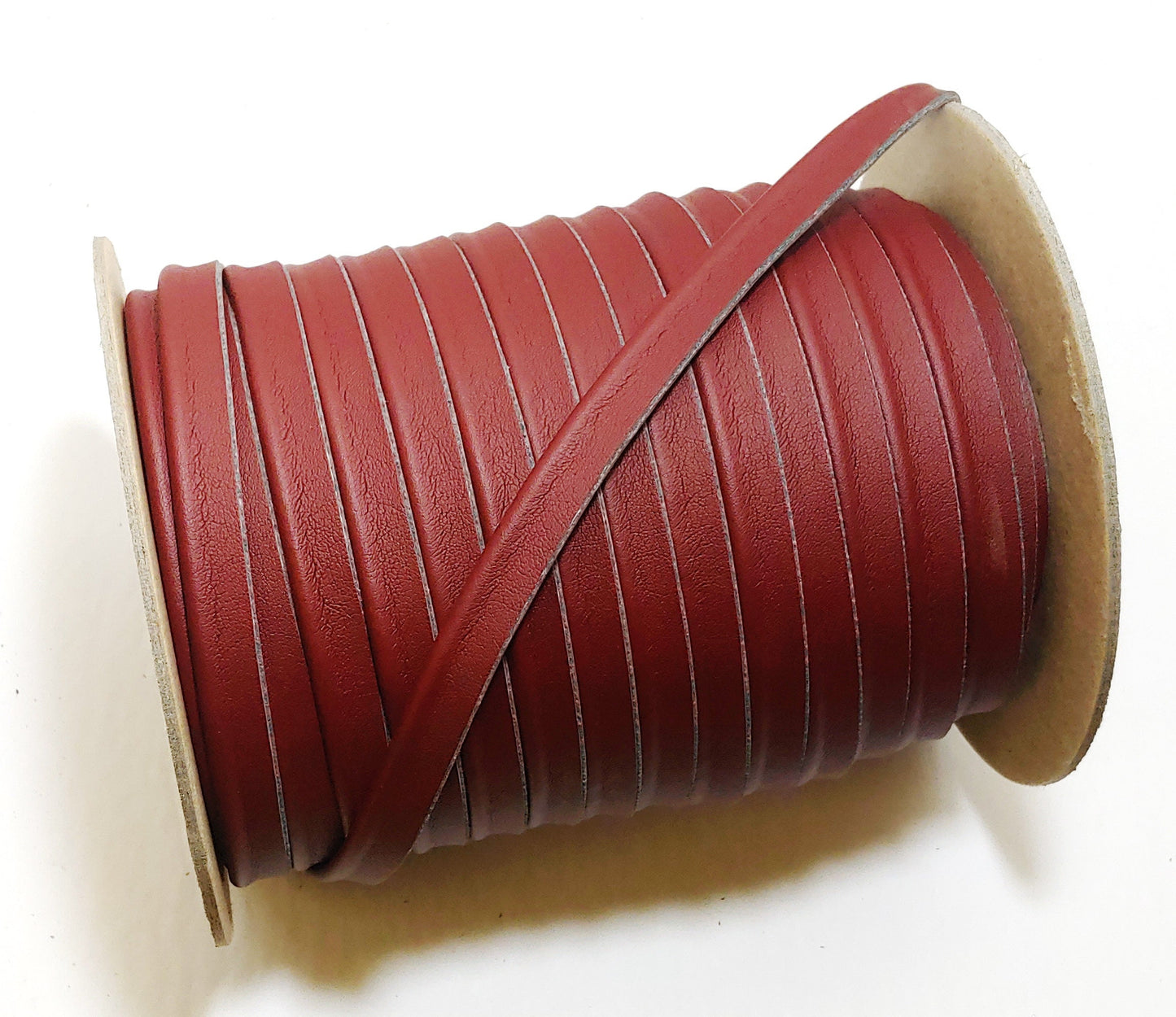 1/2" Cord Piping in Bordeau Red Polyurethane Faux Leather 3277XULT (5 YDS) Vegan Friendly; Lamb Touch softness and finish; soft and supple