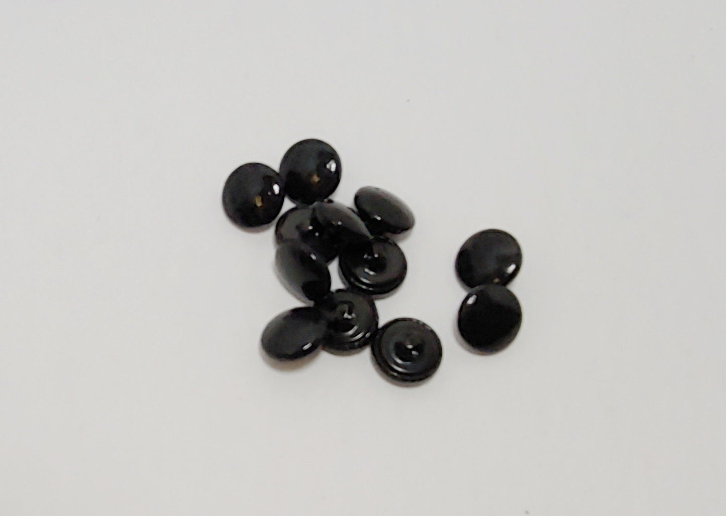 Black Speckled Patent Leather Buttons with Hopper Back - Various sizes