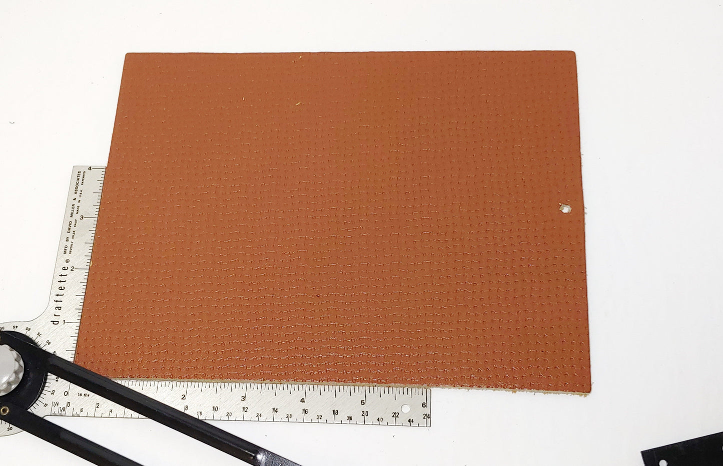 Saddle Brown Embossed Cowhide Leather Rectangle Scrap Piece Good for Crafting (#8) 6.5" x 8.5" 21cm x 16.5cm)