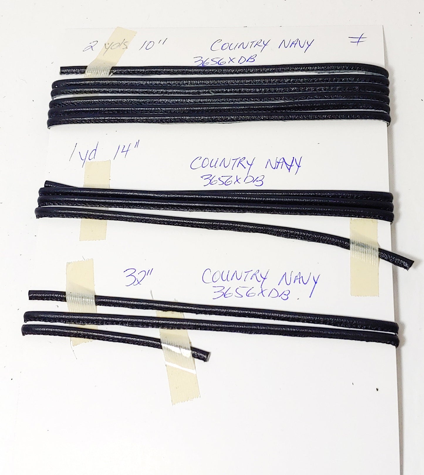 3/16" Stitched Round Reinforced Leather Jewelry Cord in Country Navy Blue (3 pieces) 3656XDB