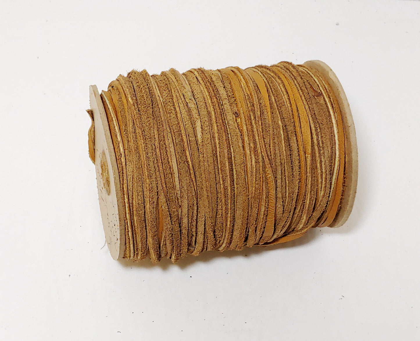 1/8" Flat (approx) UNEVEN, Genuine Leather Lacing in Tan Baby Moose (10 YDS) 0125ND- jewelry; dream catchers; tassels; DIY; fringe