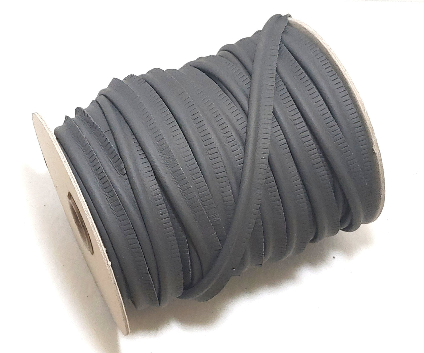 5/8" Round Cord Piping, Genuine Cowhide Leather in Dark Gray UPL (3 YDS) 3118XDB - bold piping; upholstery piping; large cushions