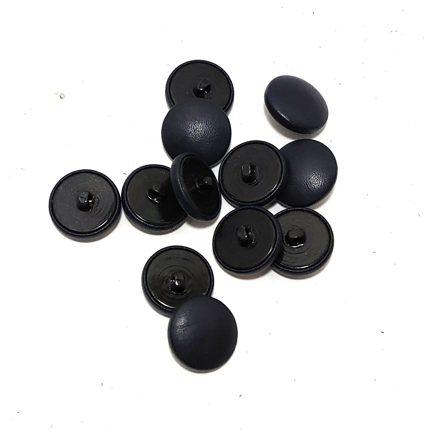 36 Line, Cowhide Leather Covered Buttons in Navy Blue Lamb Touch (12 PC.)