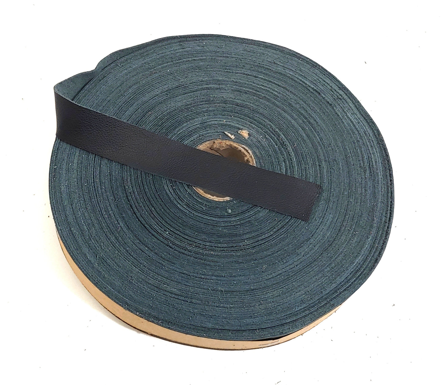 1" Flat, Cowhide Leather Strap in Charcoal (5 YDS) 1000NDD ; light black trim tape