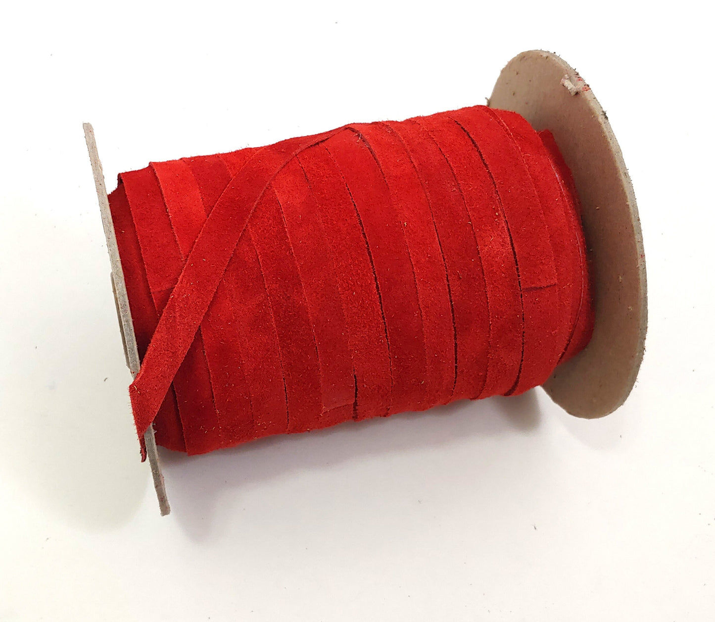 3/8" Flat Red Calf Genuine Cowhide Split Suede Leather (5 yds) 0375NCB trim tape; edge binding; leather tape