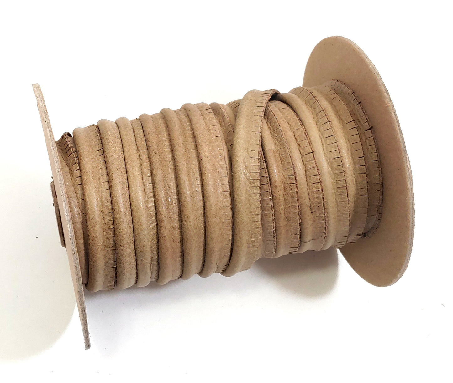 5/8" Round Cord Piping, Genuine Cowhide Leather in Bamboo Silk Beige (2 YDS) 3118XDE - bold piping; upholstery piping; large cushions