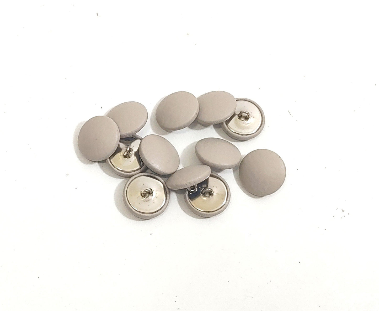 36 Line, Cowhide Leather Covered Buttons in Mushroom Beige (12 PC.) Coat Loop Backing