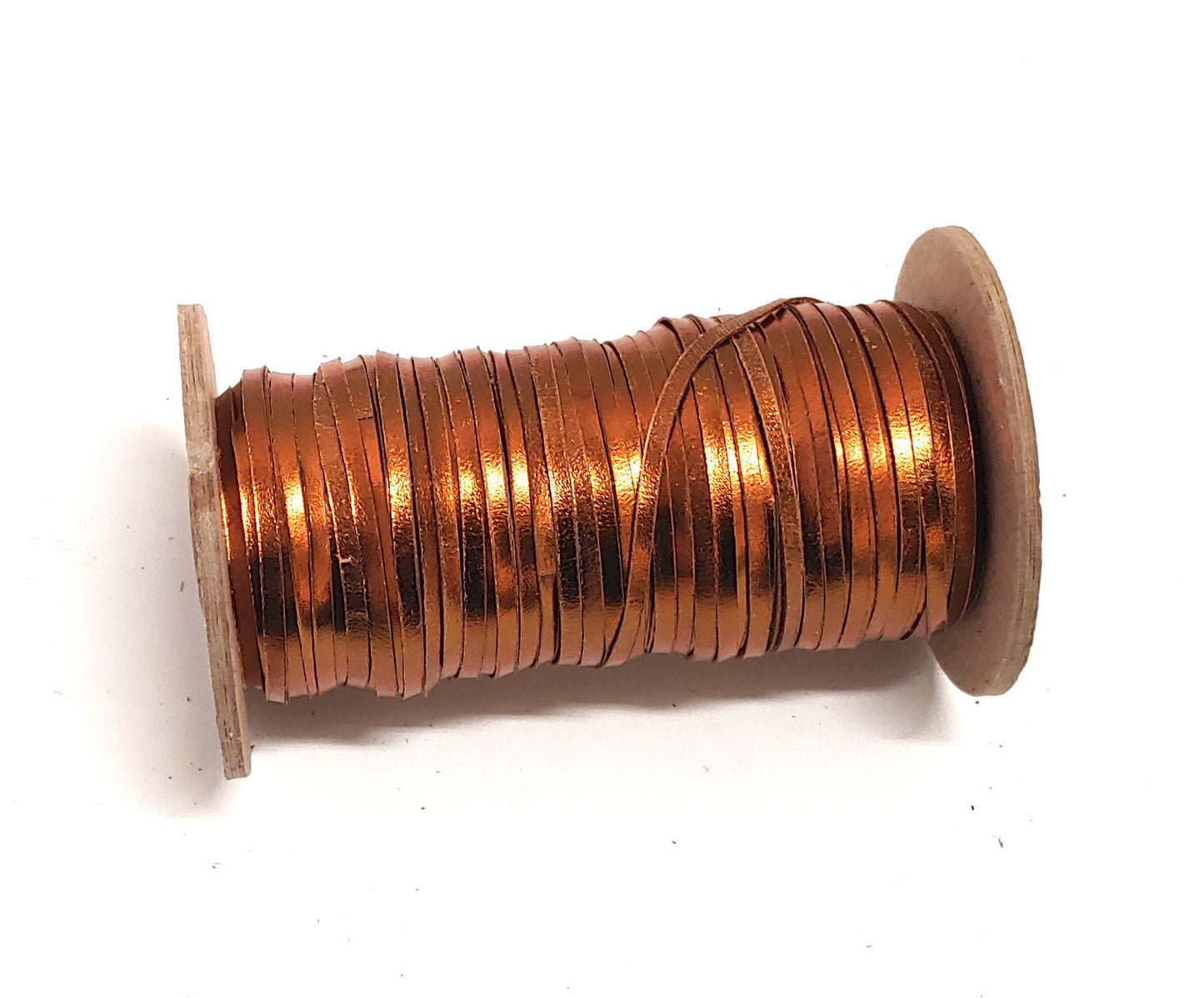 1/8" Flat, Genuine Kid Leather Lacing in Copper (10 YDS) 0125NKA Metallic
