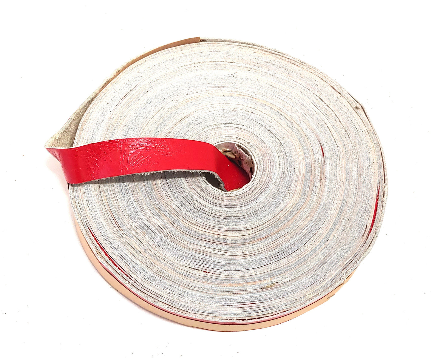 1" Flat, Cowhide Leather Strap in Bright Red (5 YDS) 1000NC8 shiny