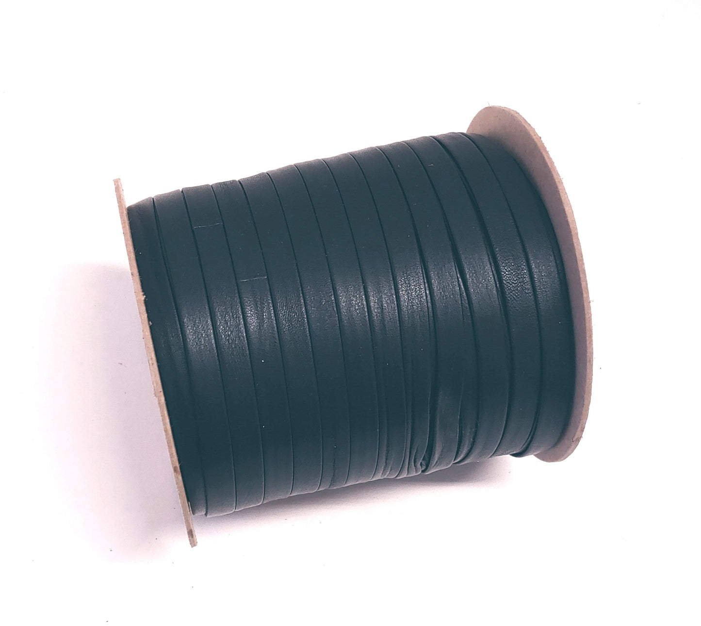 Genuine Cowhide Stripping 3/8" Double Folded Leather in Black Silk (5 yds) 0375BDA