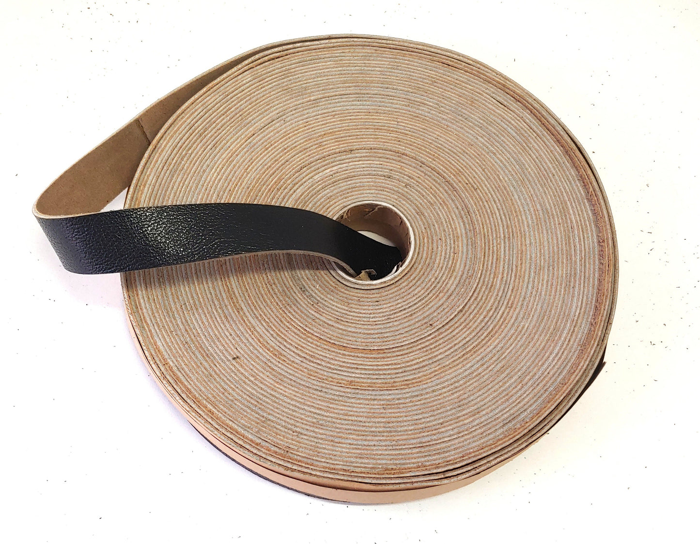 1" Flat Black Luster Print Cowhide Leather Strap (5 YDS) 1000NCD - tote bag straps; THICK