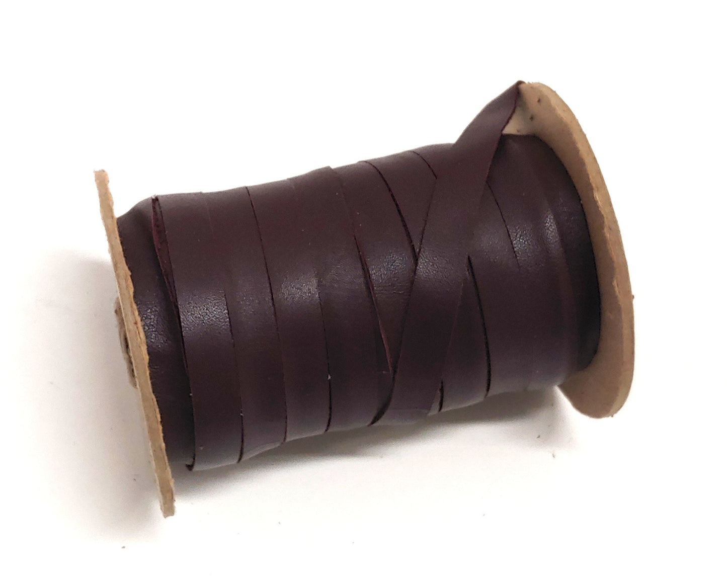 1/2" Flat Cowhide Lacing in Veluto Burgundy (5YDS) 0500NDB lacing; leather string; leather strip
