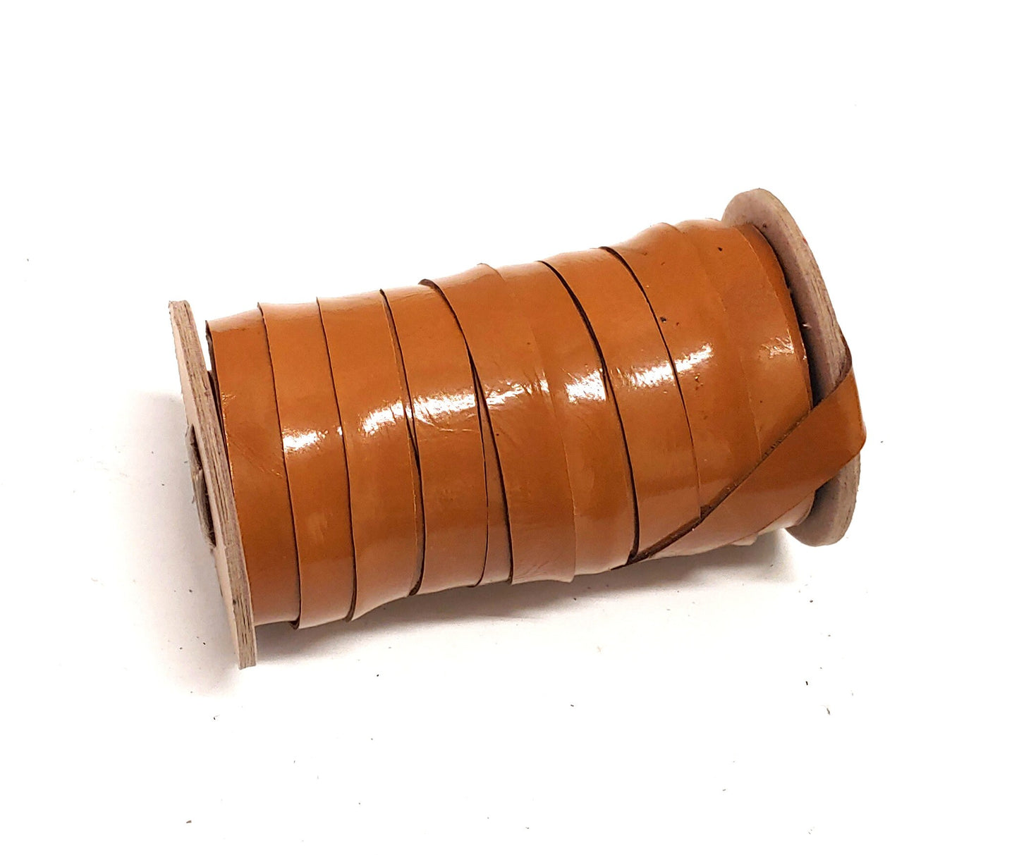 1/2" Flat Butterscotch Patent Kid Leather Strap (5 yds) 0500NKA tan brown