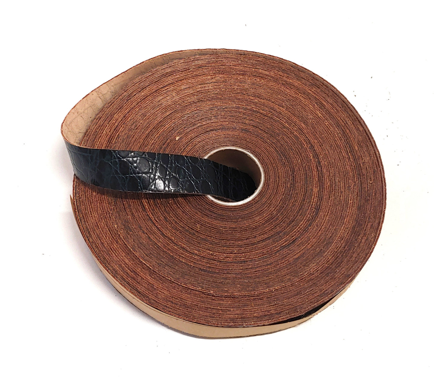 1" Flat, Cowhide Leather Strap in Green Croc Print (5 YDS) 1000NCB