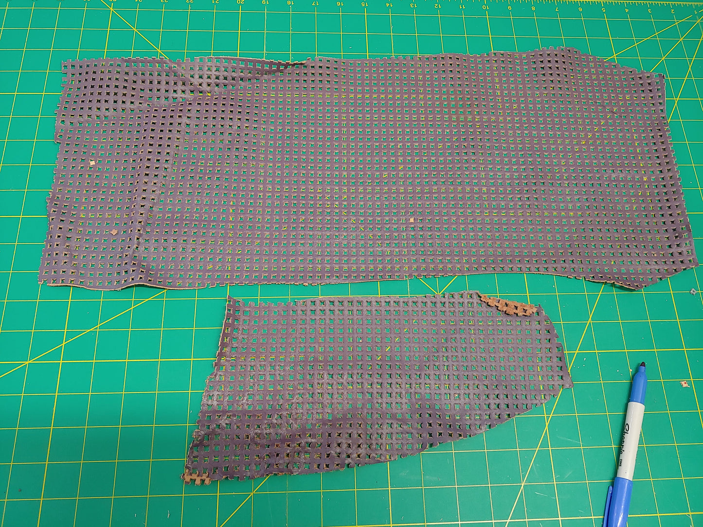 Perforated Cowhide Genuine Leather Piece 4P13 - Purple - leather scraps; eco friendly; scrapbooking; crafting 77 grams
