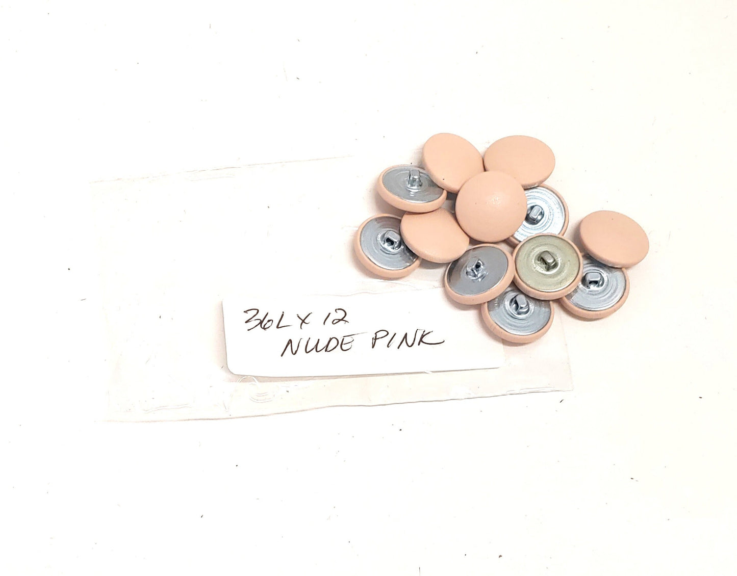 12 Cowhide Leather Covered Buttons 36 Line, Nude Pink Cow, 7/8" (22mm)