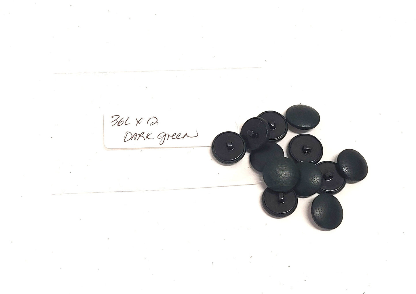 12 Cowhide Leather Covered Buttons 36 Line, Dark Green Cow, 7/8" (22mm)