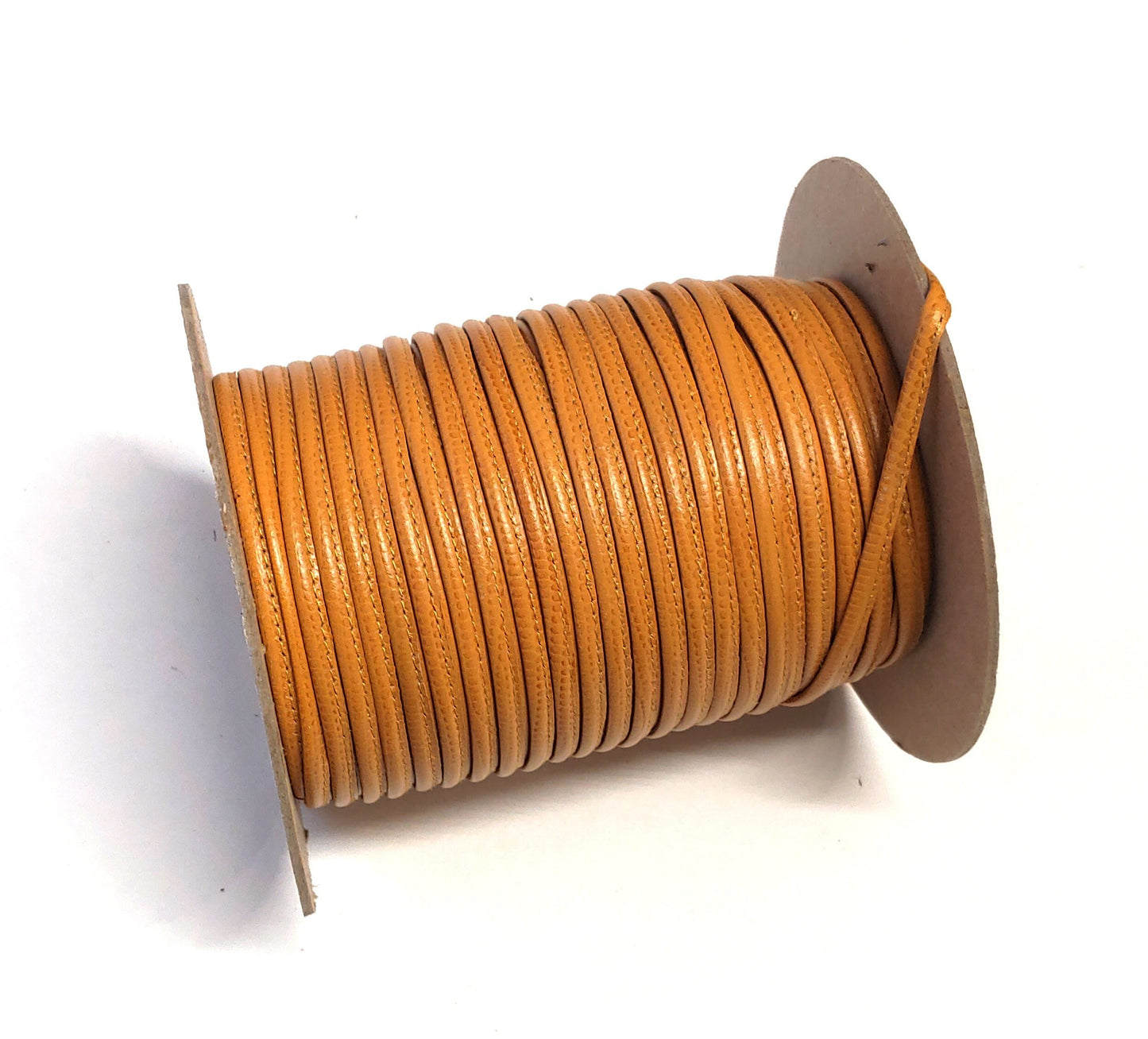 3/16" Stitched Round Reinforced Leather Jewelry Cord in Mustard Iguana Print (3 YDS) 3656XDB yellow