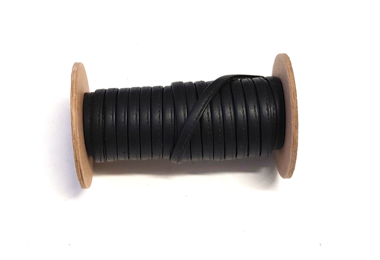 1/4" Stitched and Reinforced Real Leather Jewelry Cord in Black Silk (3 yards) 2643XDA
