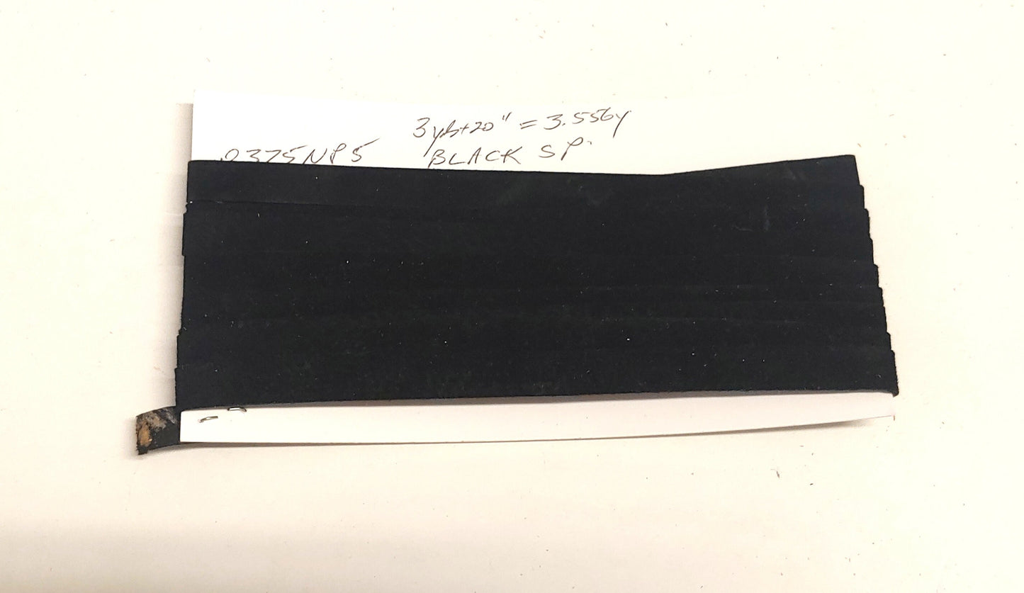 3/8" Flat Black Suede Leather (3.56 yds) 0375NP5 trim tape; edge binding; leather tape