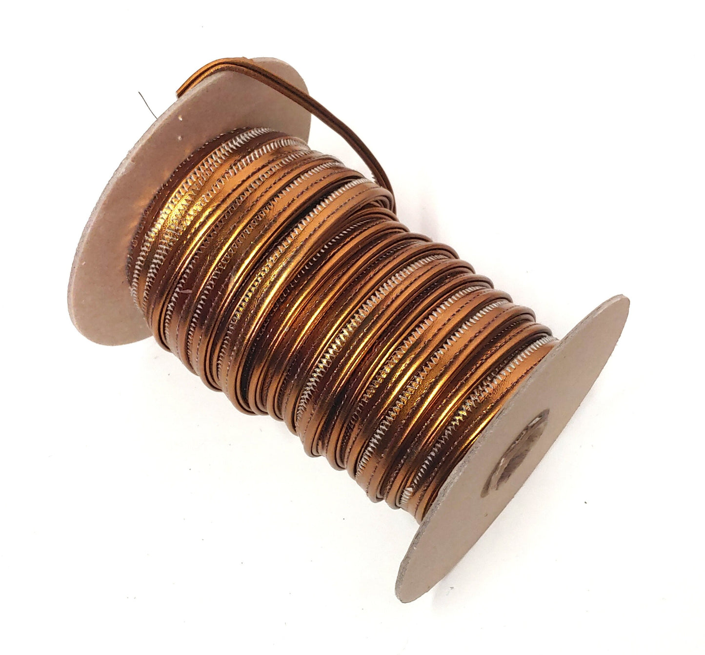 7/16" Double Cord Piping, Genuine Cowhide Leather in Bronze Metallic (3 YDS) 3769XDD - bold piping; upholstery piping;