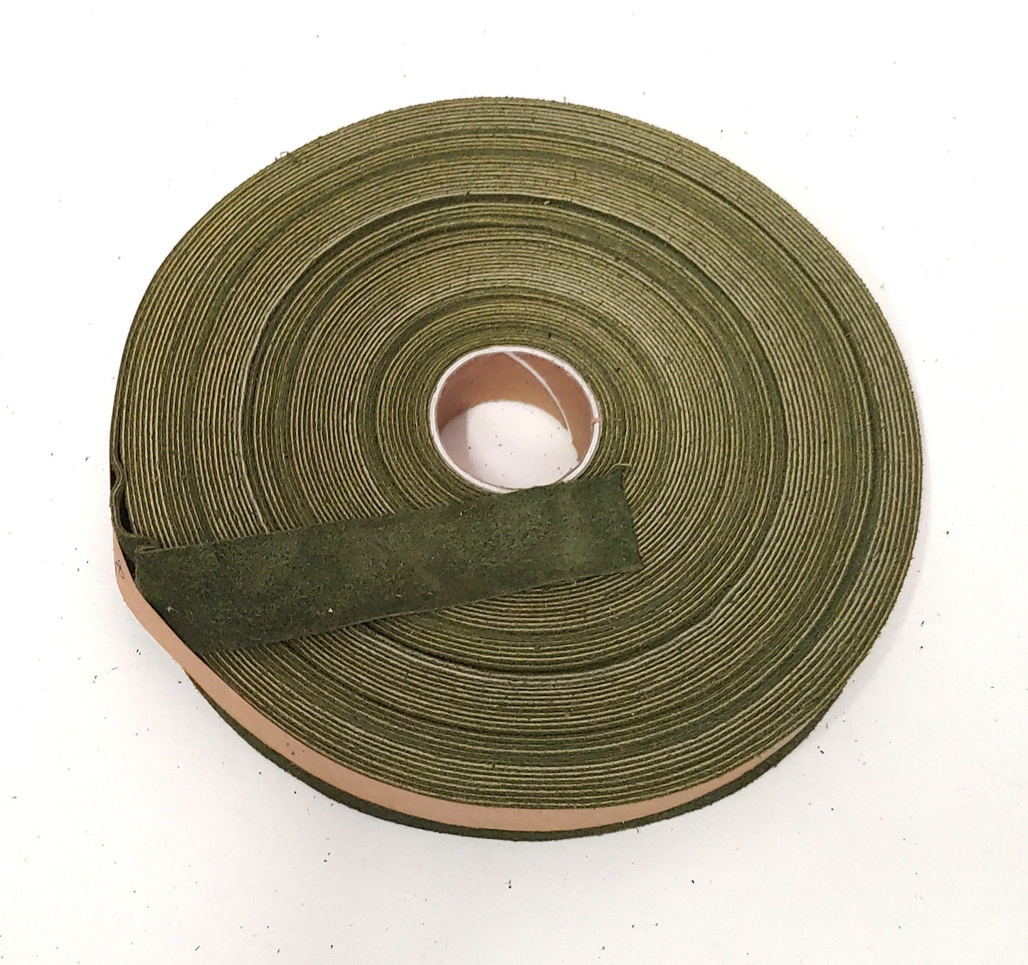 1" Flat Moss Green Calf Genuine Cowhide Split Suede Leather (5 yds) 1000NC9 trim tape; edge binding; leather tape