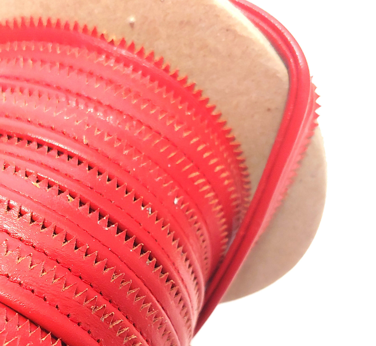 7/16" Double Cord Piping, Genuine Cowhide Leather in Red (3 YDS) 3769XDB - bold piping; upholstery piping;