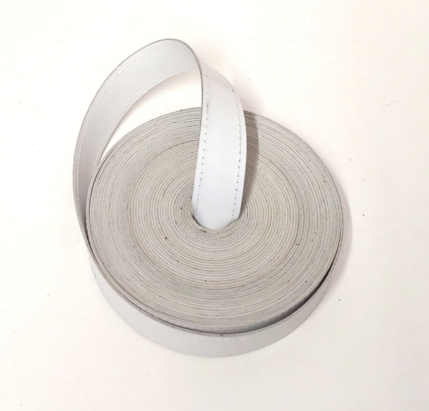 1" Back-to-back White Genuine Cowhide Leather Belting (3 YDS) 3037XD9 purse strap; leather strip; bracelet; handle; hanger