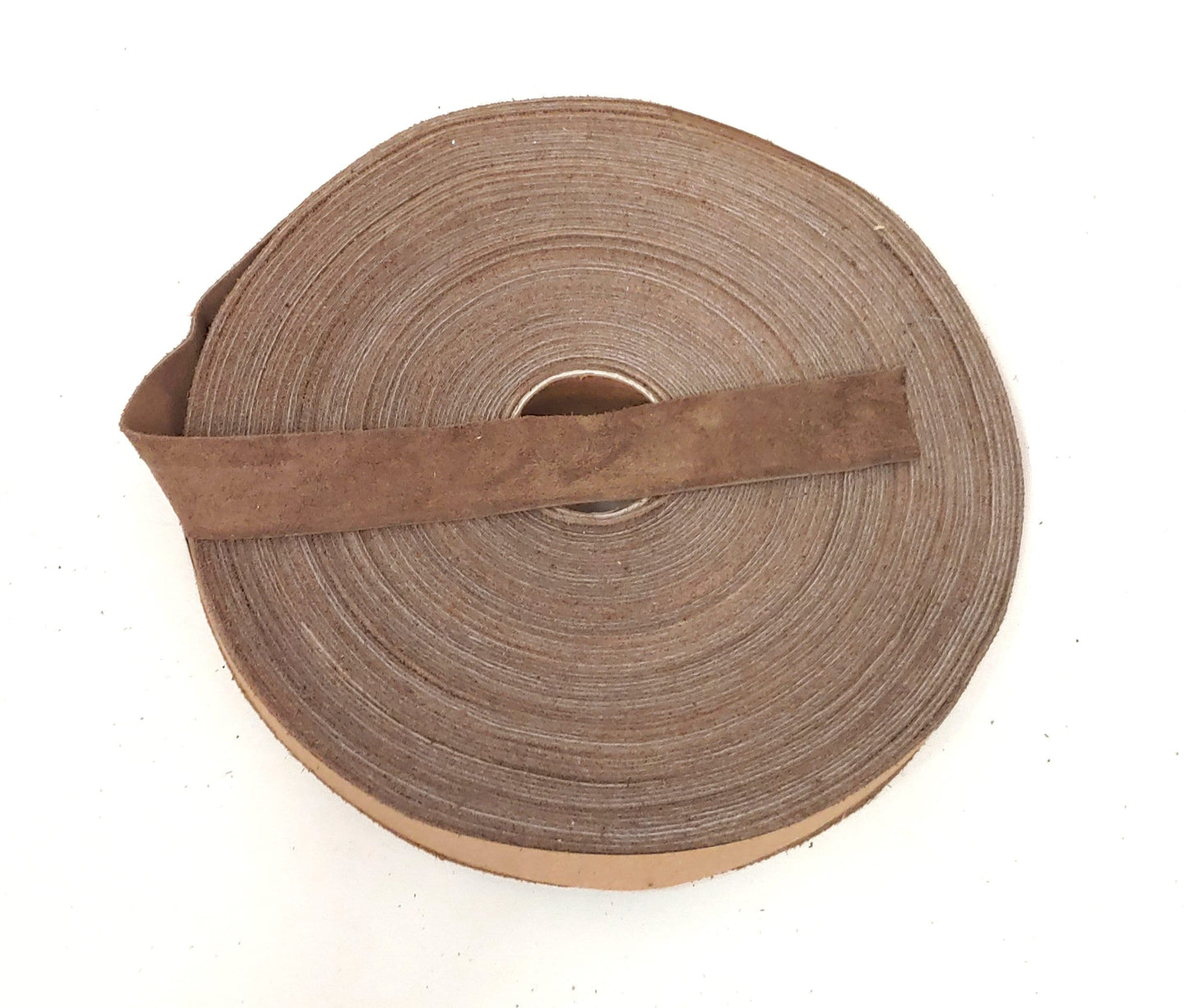 1" Flat Taupe Calf Genuine Cowhide Split Suede Leather (5 yds) 1000NC9 trim tape; edge binding; leather tape, brown