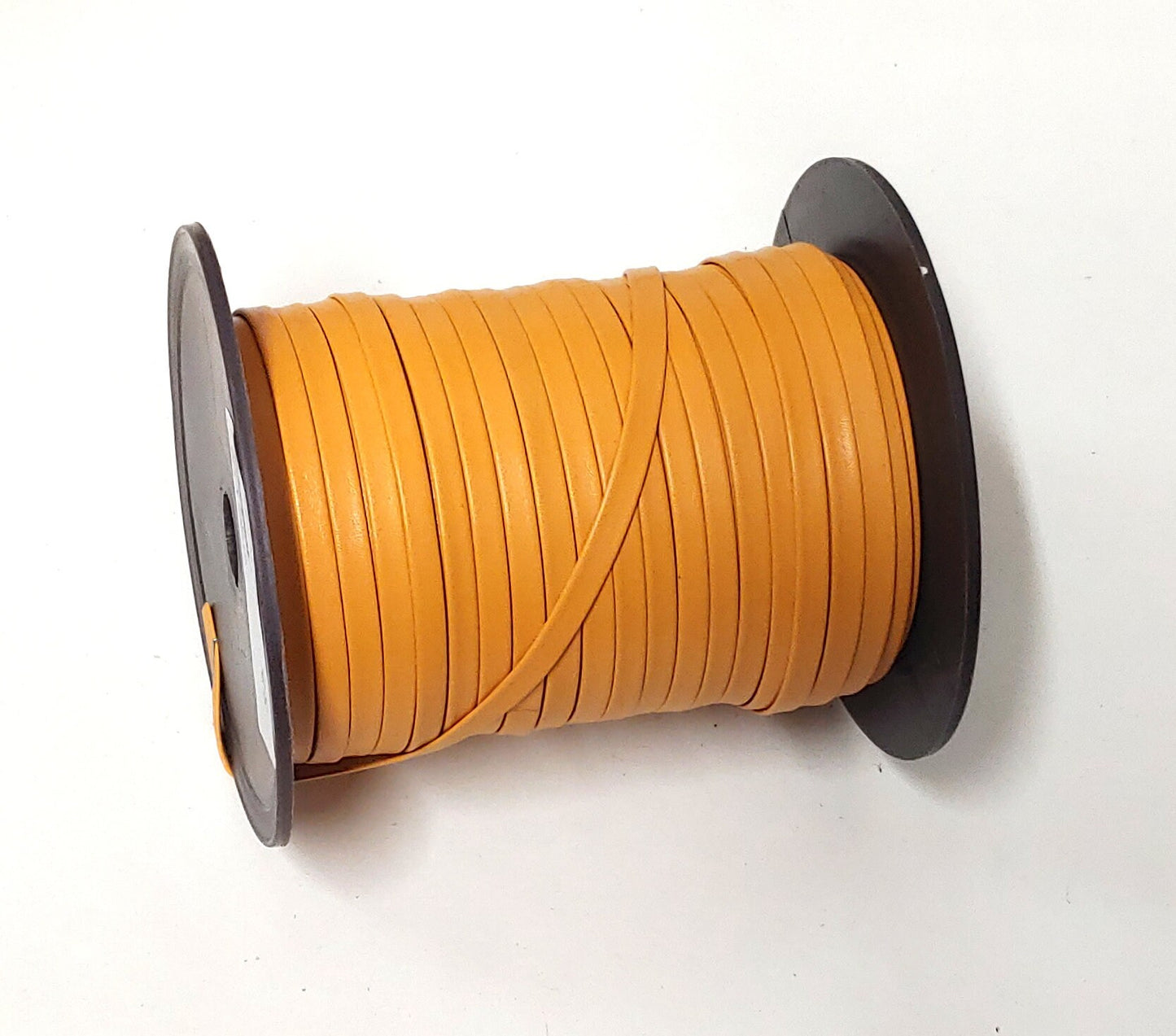 1/4" wide Cowhide Leather Lacing in Mustard (5 yds) 0250BDB Double-folded without reinforcement