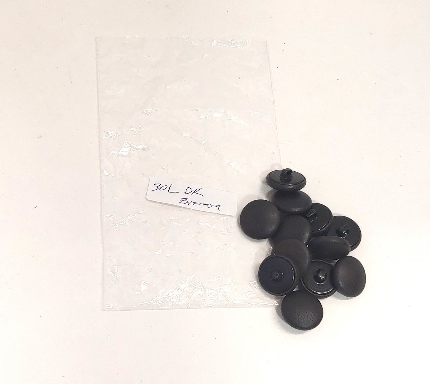 30 Line, Cowhide Covered, Hopper Back Buttons in Dark Brown (12 PC.)