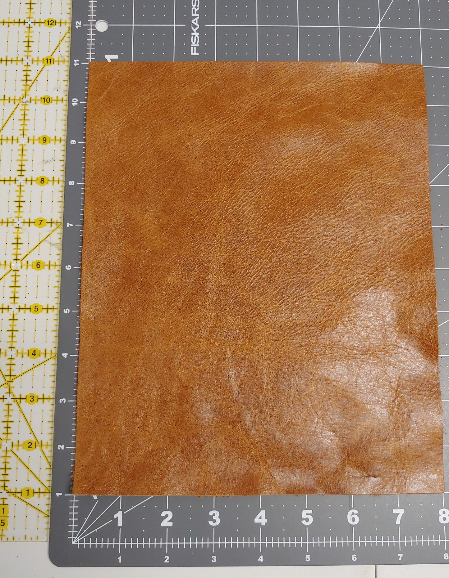 Cognac Leather Die Cut Rectangles in Genuine Cowhide Leather - brown, tan - choose your size