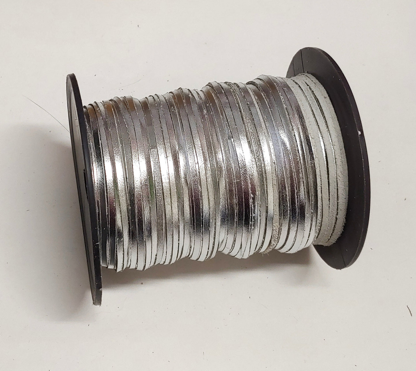 1/8" Flat Cowhide Leather Lacing in Silver Metallic (10 yds) 0125NCD jewelry cord; DIY;dream catchers; leather crafts; tassel