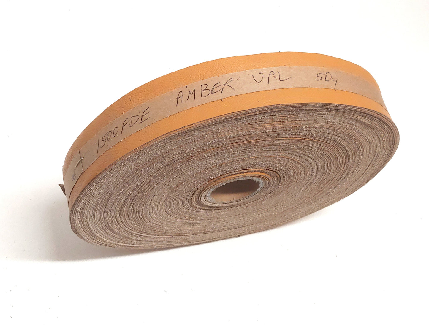 1-1/2" Flat, Cowhide Leather Edge Binding in Amber UPL (2 YDS) 1500FDE