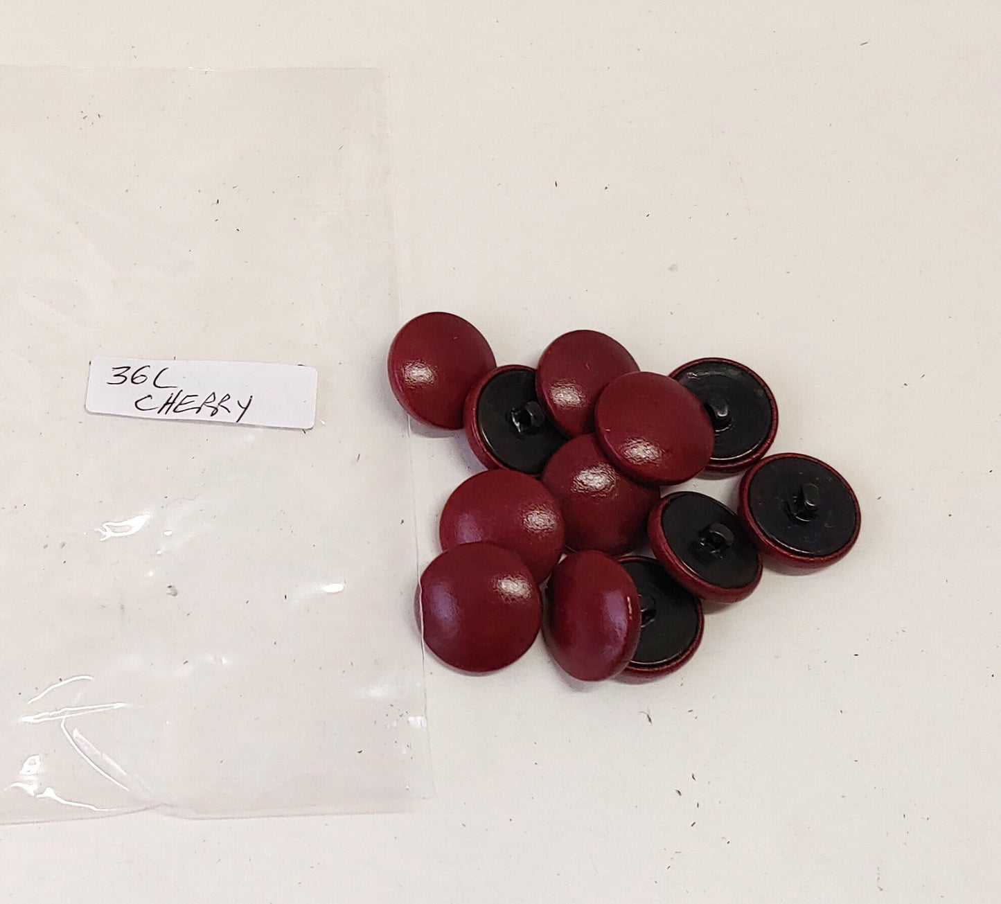 36 Line, Cowhide Leather Covered Buttons in Cherry (10 PC.)