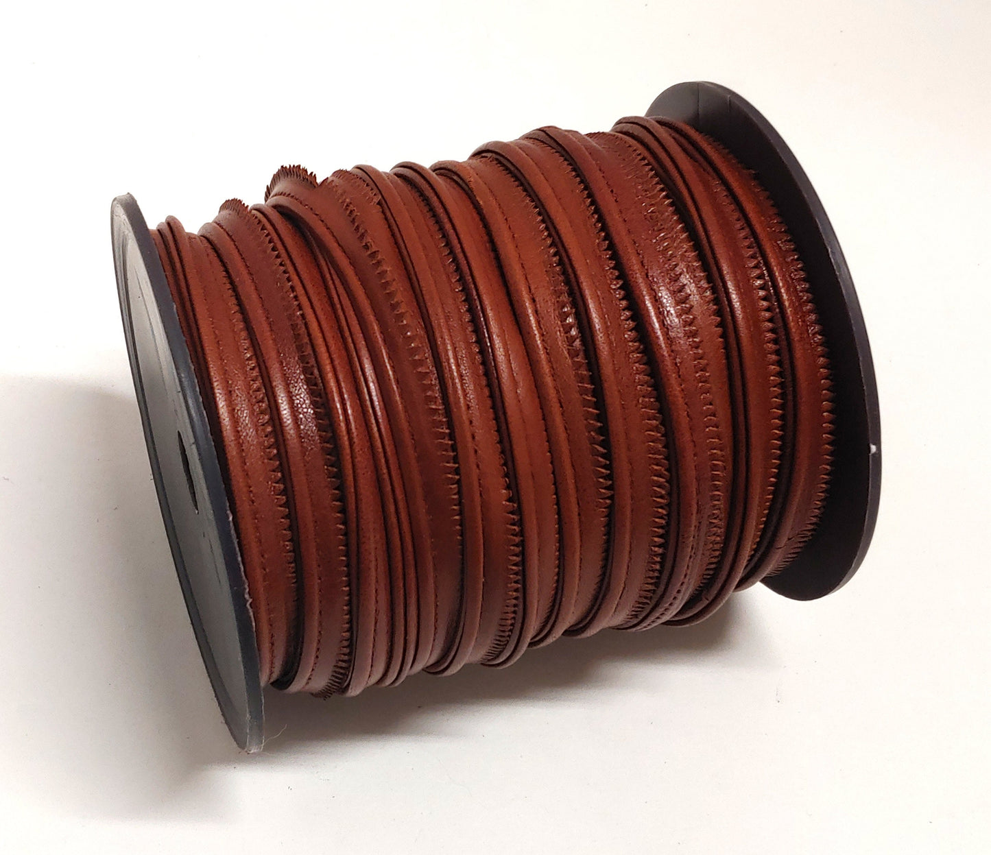 7/16" Double Cord Piping, Genuine Cowhide Leather in Chestnut Kid (3 YDS) 3769XKA - bold piping; upholstery piping;