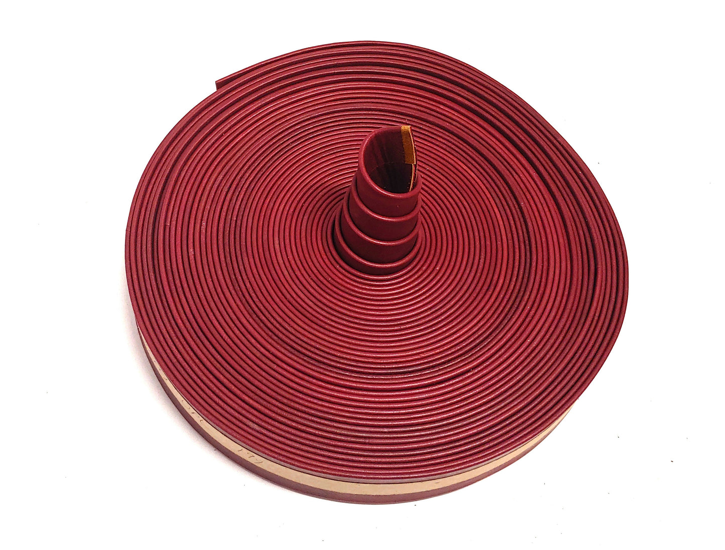 1.5" Double Folded, Reinforced, Cowhide Strap in Cherry UPL - (1 YD) 1500RDE