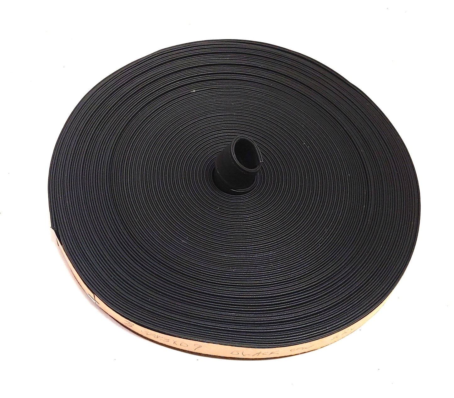 1" Double-folded & Reinforced Cowhide Leather STITCHED Strap in Black (1 YD) 3783XD9 - two finished edges
